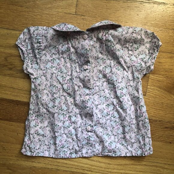 Gap Floral 12-18M Blouse With Peter Pan Collar - Picture 4 of 5